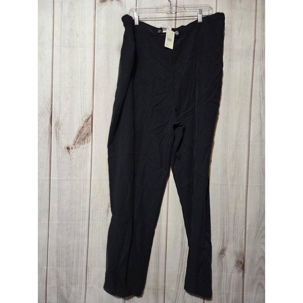 Ashley Stewart Pants Womens 22 Black Straight Leg Elastic Waist Dress Work Twill